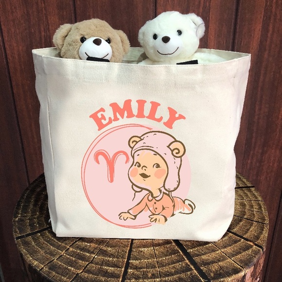Personalized Baby Zodiac Signs Tote Bag - Picture 8 of 13